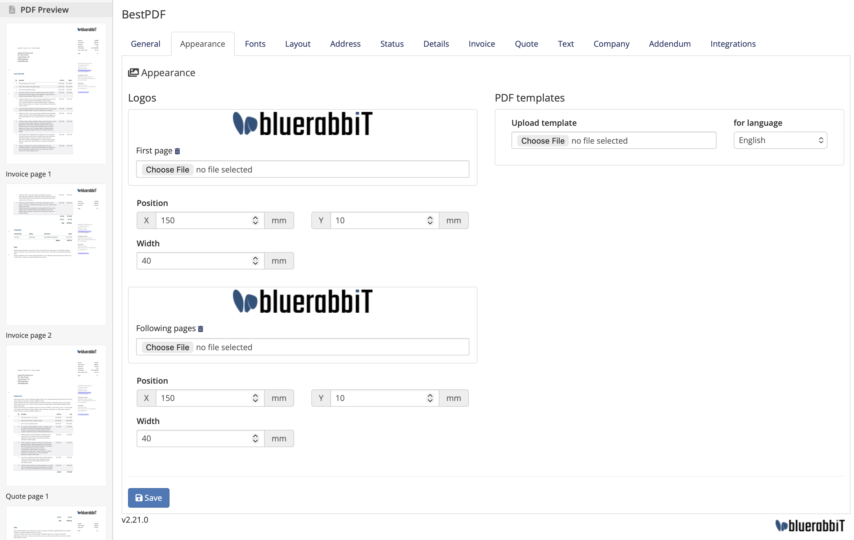 BestPDF Appearance Configuration