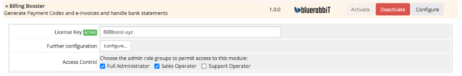 Billing Booster Addon Configuration