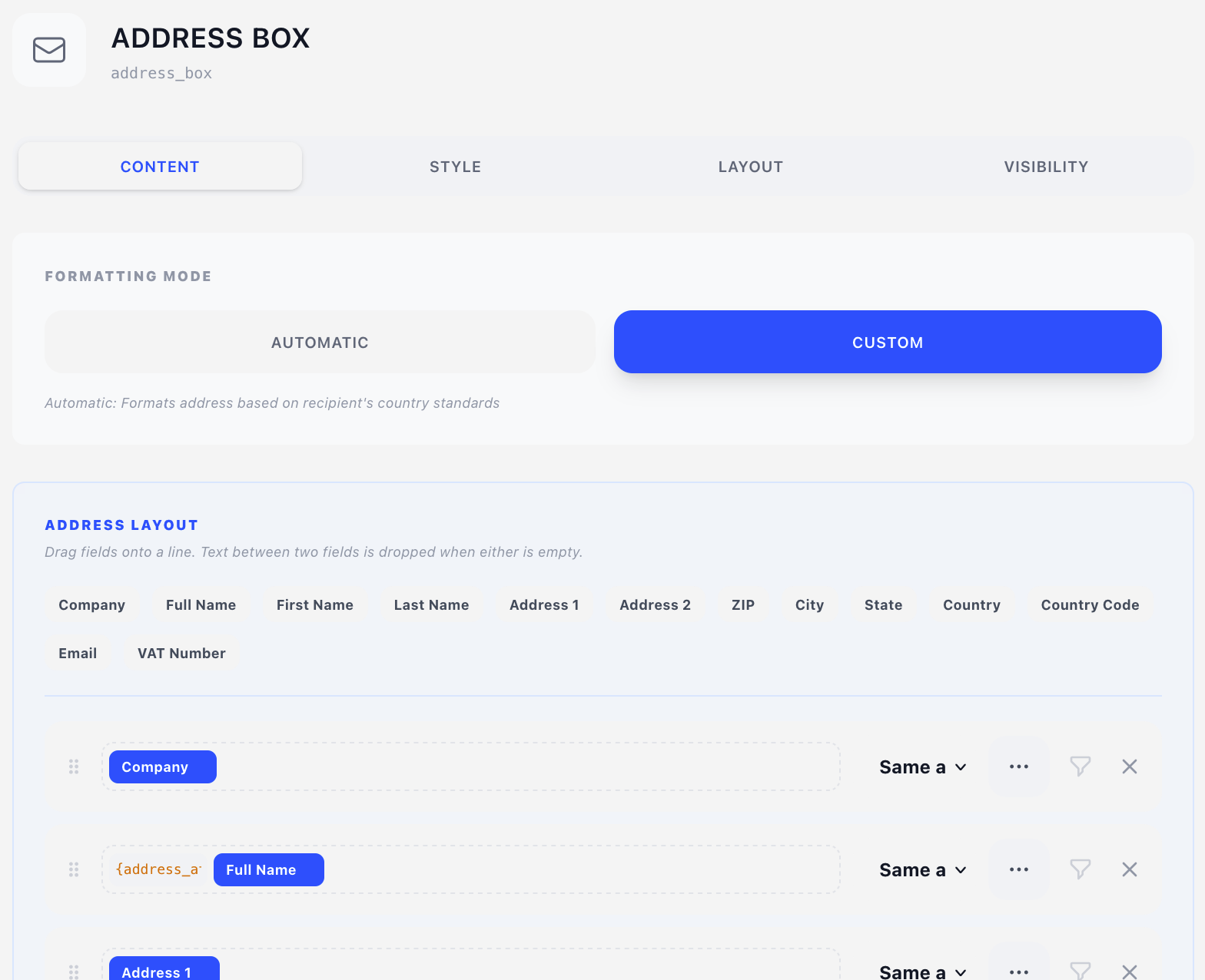 Components - Address Box