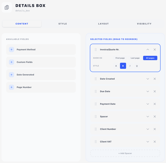 Components - Details Box
