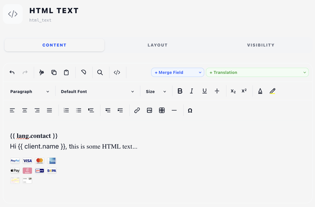 Components - HTML Text