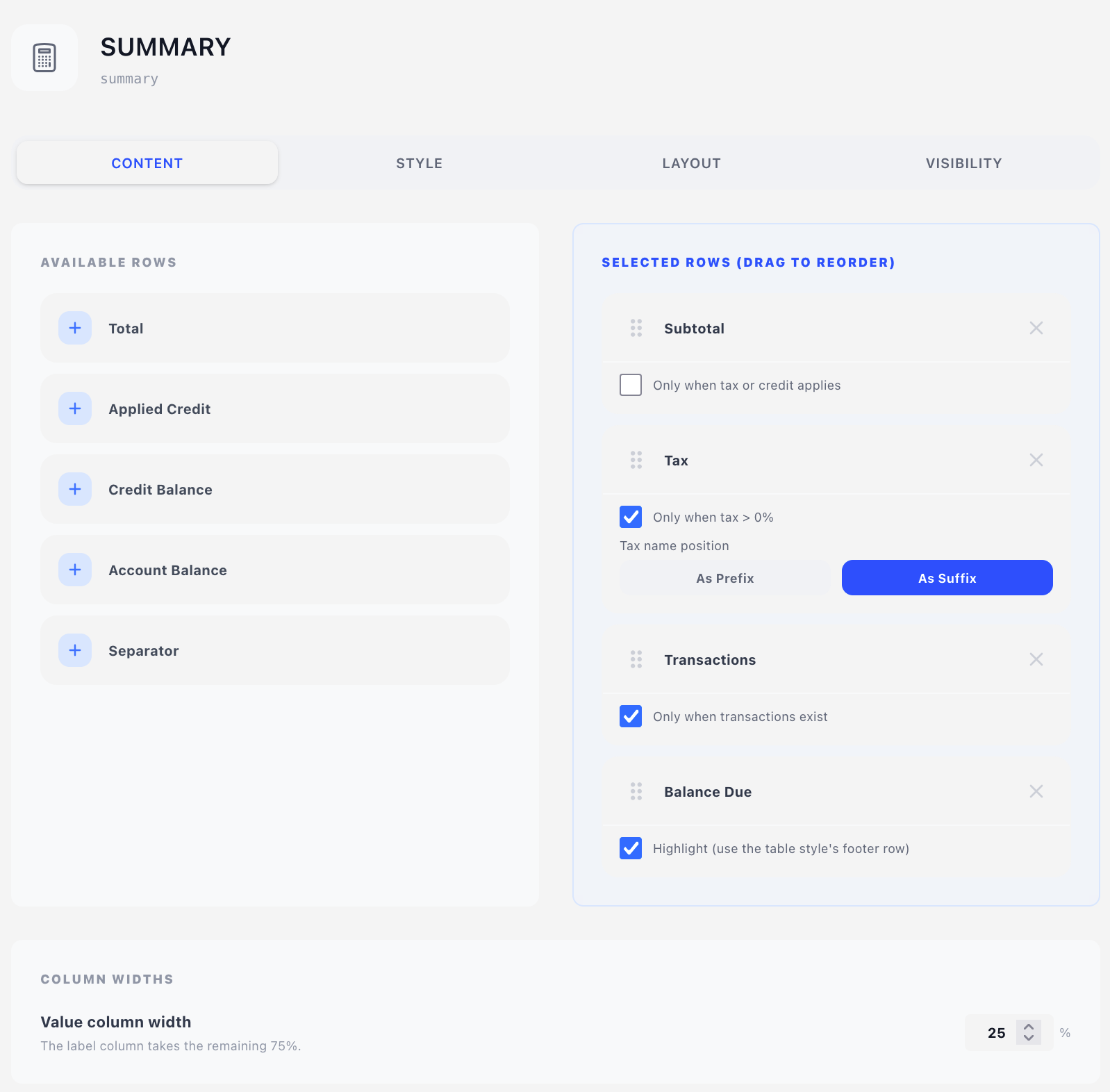 Components - Summary