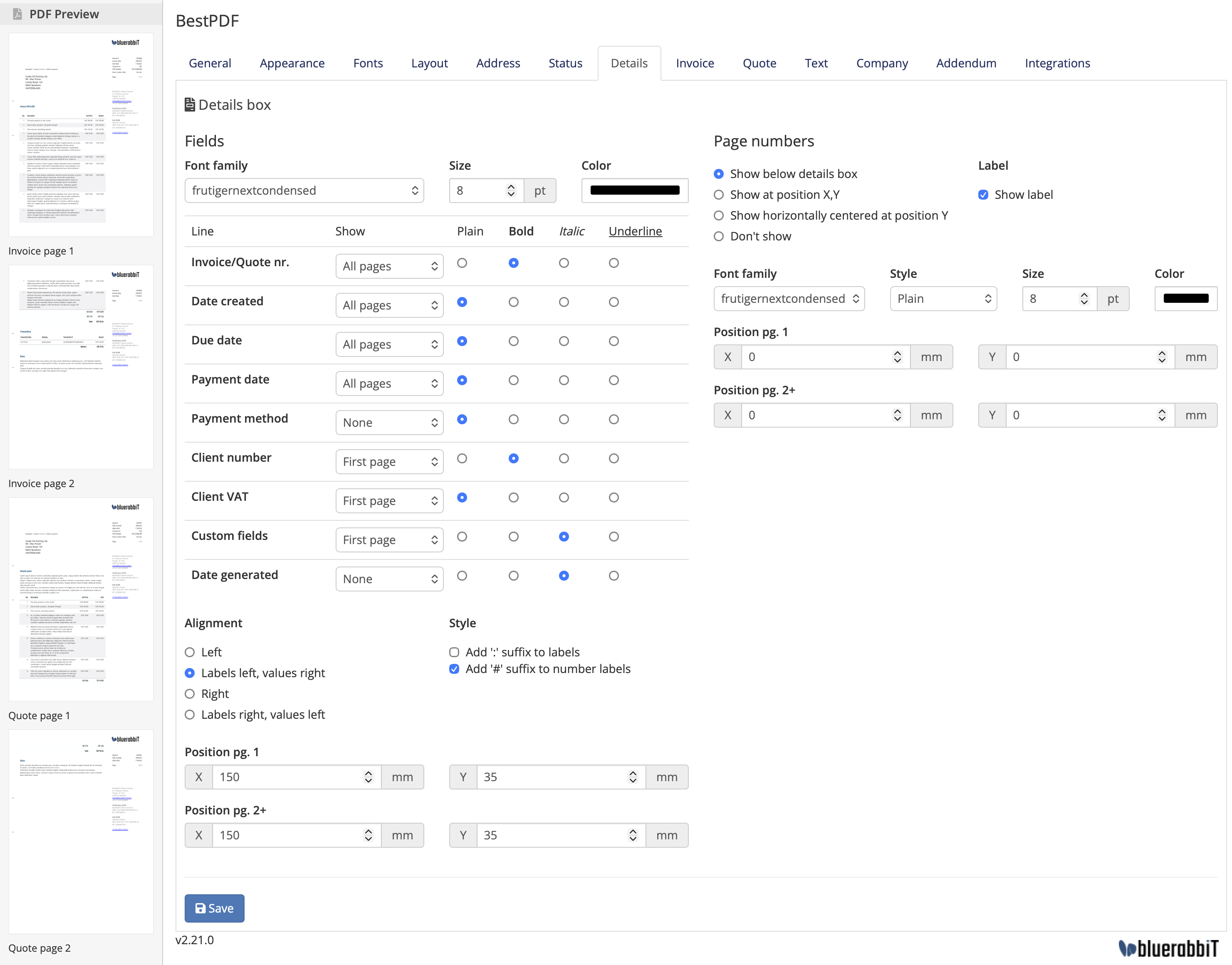 BestPDF Details Configuration