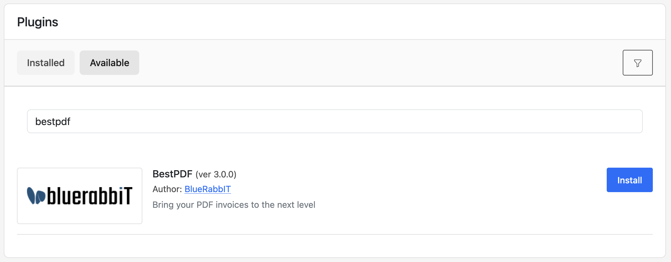 BestPDF in the Available plugins tab