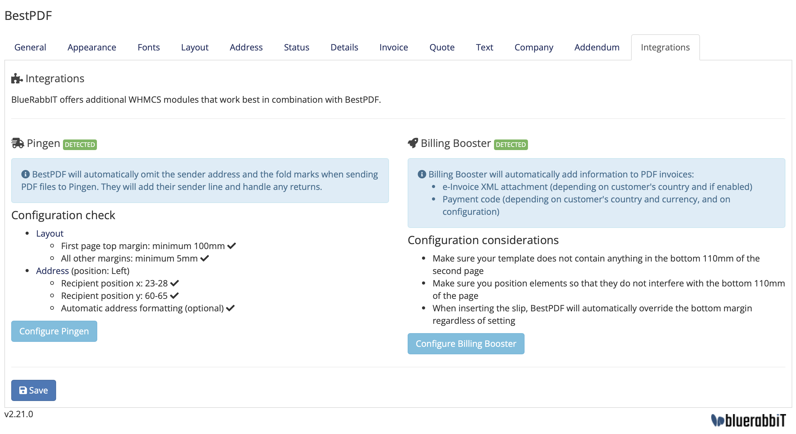 BestPDF Integrations Configuration