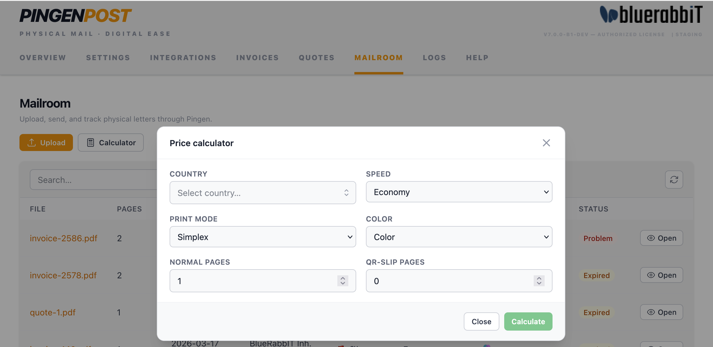 The price calculator