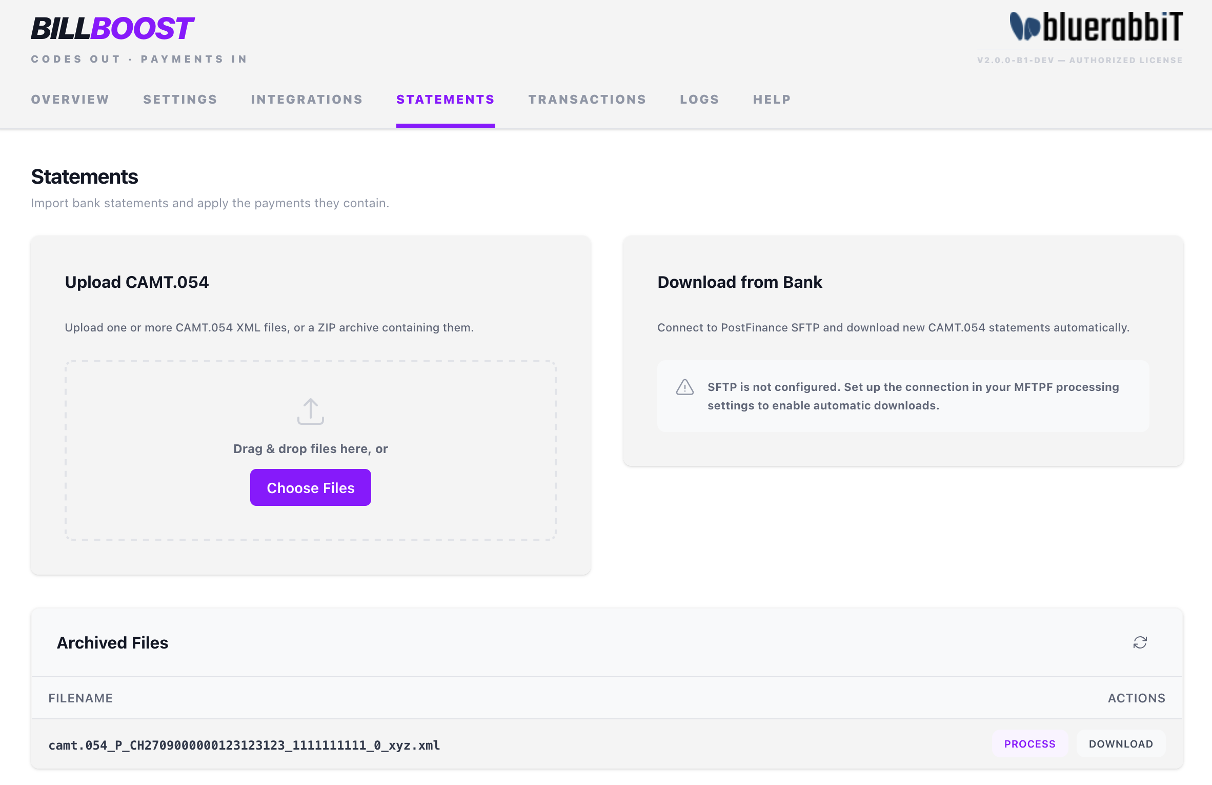 The Statements tab