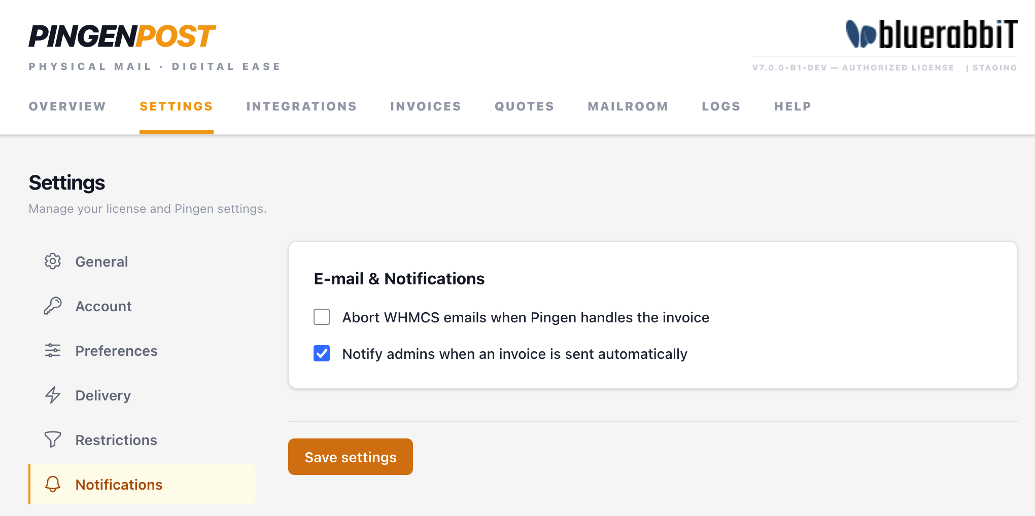 Settings → Notifications