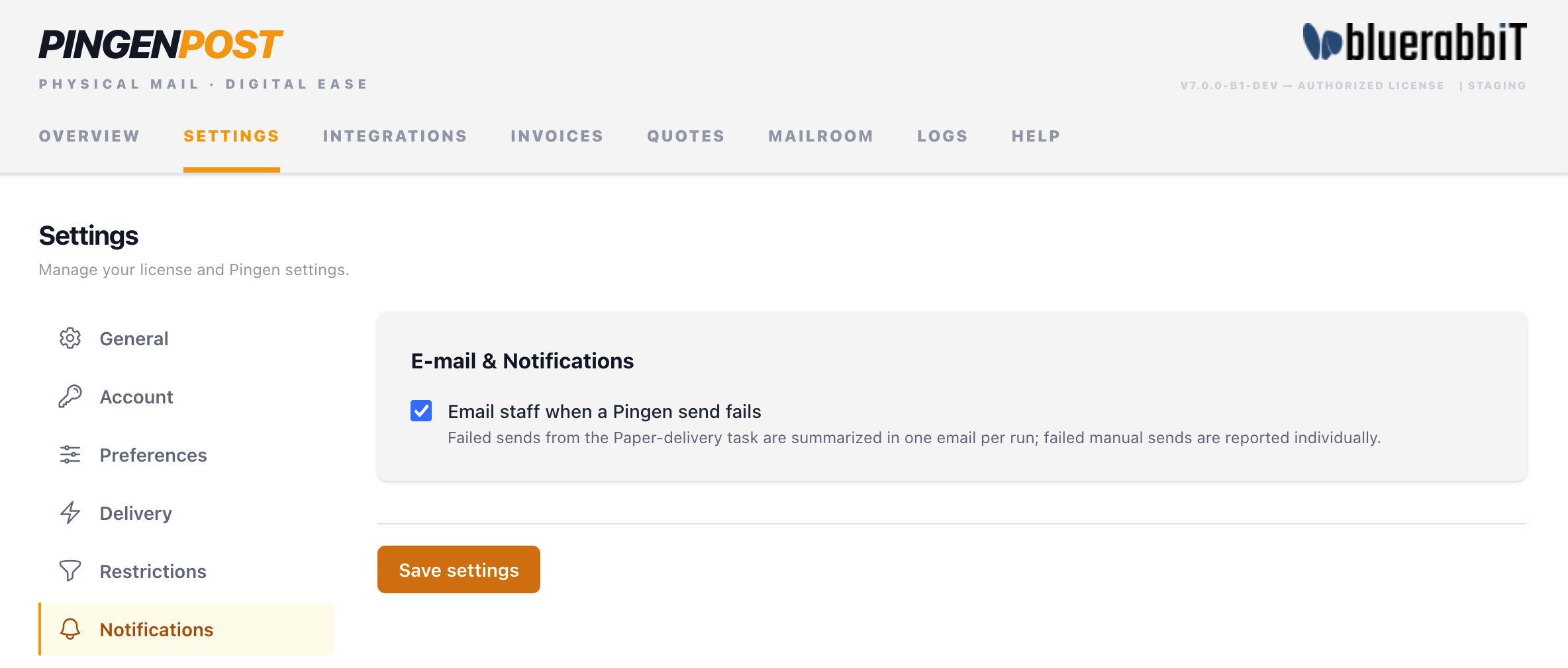 Settings → Notifications
